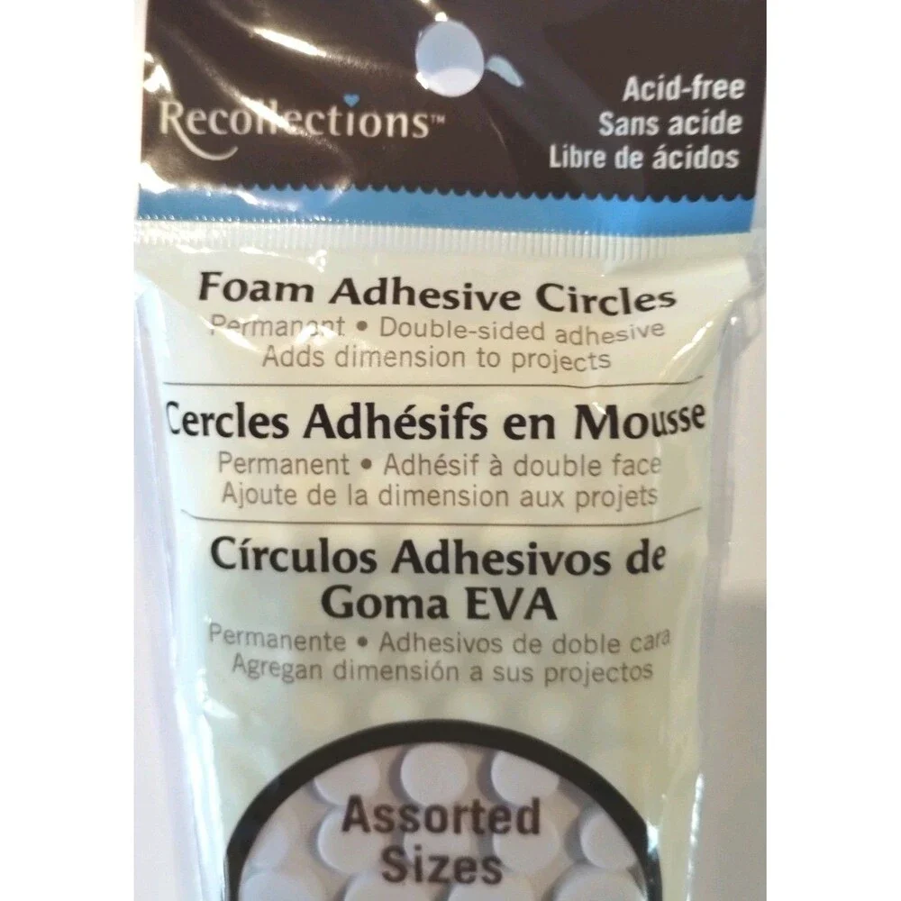 Recollections Permanent Foam Adhesive Circles, 3 Packs Assorted Sizes, Acid-Free